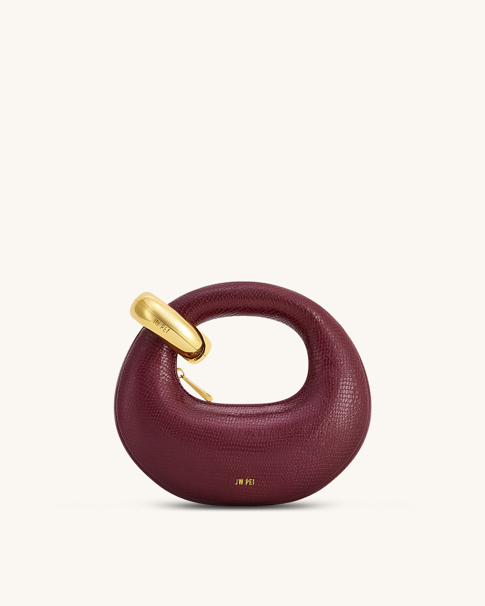 Abacus Faux Snake-Effect Mini Top Handle Bag - Burgundy